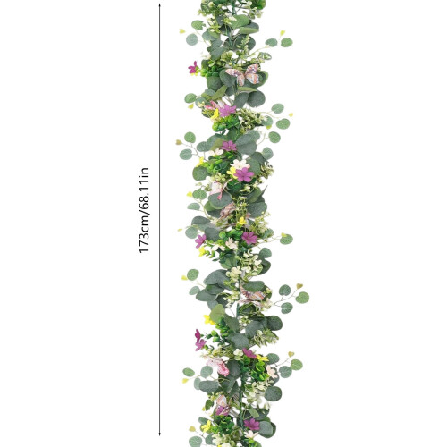 Kunstmatige slinger met witte rozen en eucalyptus, 1,7 meter 1