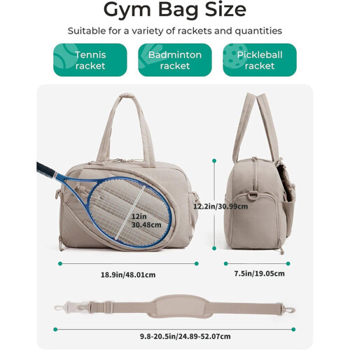 Modern Athletic Bag For Women Men Padded Racket Storage Quick Access Side Pockets Adjustable Shoulder Strap 2