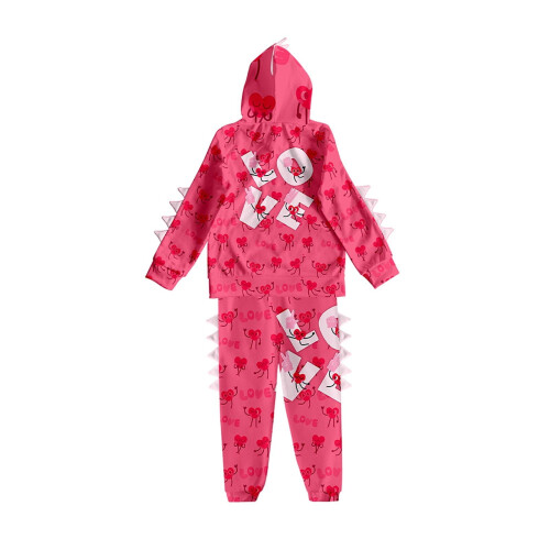 Set di felpe con cappuccio per bambini per San Valentino con cuori e 2