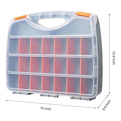 Hardware Storage Box Tools Organizer Container with Handle and Clear Lid, 21 Adjustable Compartments for Screws Nuts Bolts, Small Size,a 2