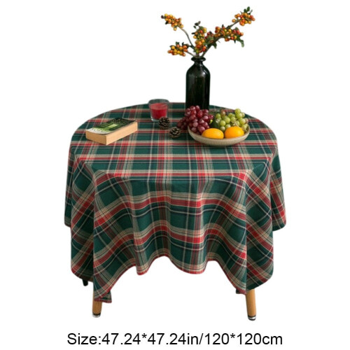 Christmas Plaid Round Tablecloth 2