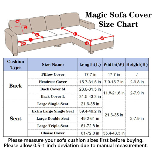 Magic Sofa Covers Magic Sofa Couch Covers Strapazierfähiger Universal-Sofabezug Stretch für Ecksofas (Großer Einzelsitzbezug/Blau) 1