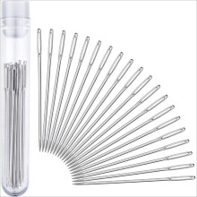 Sewing Needles Set Stainless Steel Large Eye Blunt Rustproof Craft Darning Tool Extra Smooth Grip For Yarn Weaving With Transparent Bottle Storage