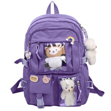 Stylish Multifunctional Backpack for Girls, Lightweight Durable Nylon Fabric Laptop Compartment Breathable Shoulder Straps Lots Of Storage Space