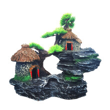 Aquarium Decoration House Aquarium Mountain View Stone Resin Aquarium Decorations Betta Fish Cave Hideout Realistic Details Natural Environment