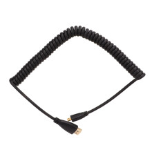 Gold Plated Micro HDMI to HDMI Cable with Coiled Stretch Design, Angled Connector and4K Support for High Definition Resolution and Enhanced Signal
