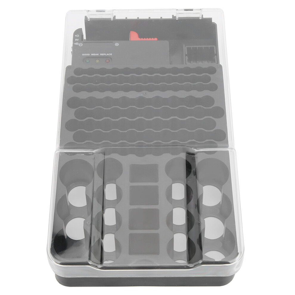 Battery Holder Organizer With Tester Stores Up To104units Wall Mountable Clear Lid Compact Abs Case Anti Slip Battery Slots Moisture Resistant 9049227852604