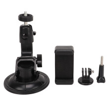 Supporto universale a ventosa con filettatura per treppiede per dash cam, design con rotazione a 360 gradi e ventosa super forte per smartphone e