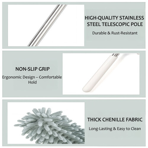Ensemble de 3 plumeaux en chenille avec manche extensible 2