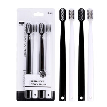 Gentle Brushing Comfort Toothbrush Binchotan Charcoal Fine Powder Infused Natural Absorbent Cleaning Soft Bristles Gap Fit Design Porous Charcoal