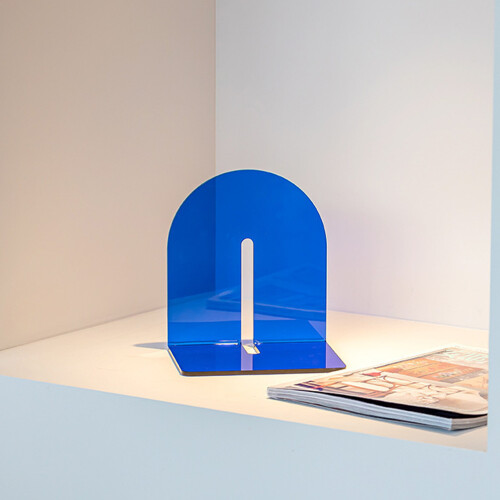 Acrylic Blue L Shape Bookend 130g Thickened Desktop Organizer 2