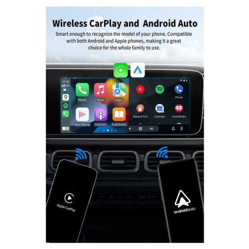 Box Android wireless per auto CarPlay/Android Auto, adattatore per mirroring dello schermo per auto 1
