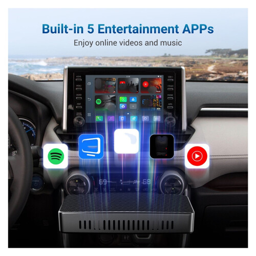 Box Android wireless per auto CarPlay/Android Auto, adattatore per mirroring dello schermo per auto 2