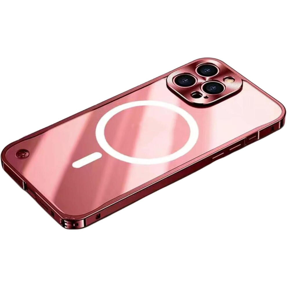 Metal Aluminum Alloy Magnetic Case For Iphone 15, Magsafe Compatible, Clear Frosted Back With Metal Lens Protection 9181073459306