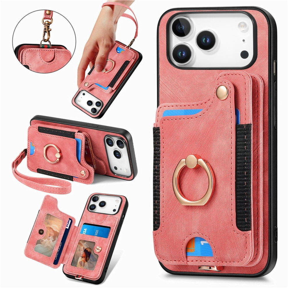 Iphone 17 Pro Max Wallet Case Pu Leather Pink 941196019813