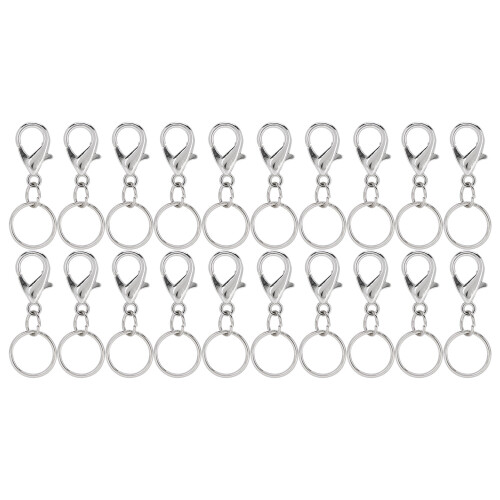 Durable Material Lobster Claw Clasps For DIY Accessories Hardware With Swivel Trigger Clip And Flat Split Keychain Ring, Strong Spring Loaded Spring