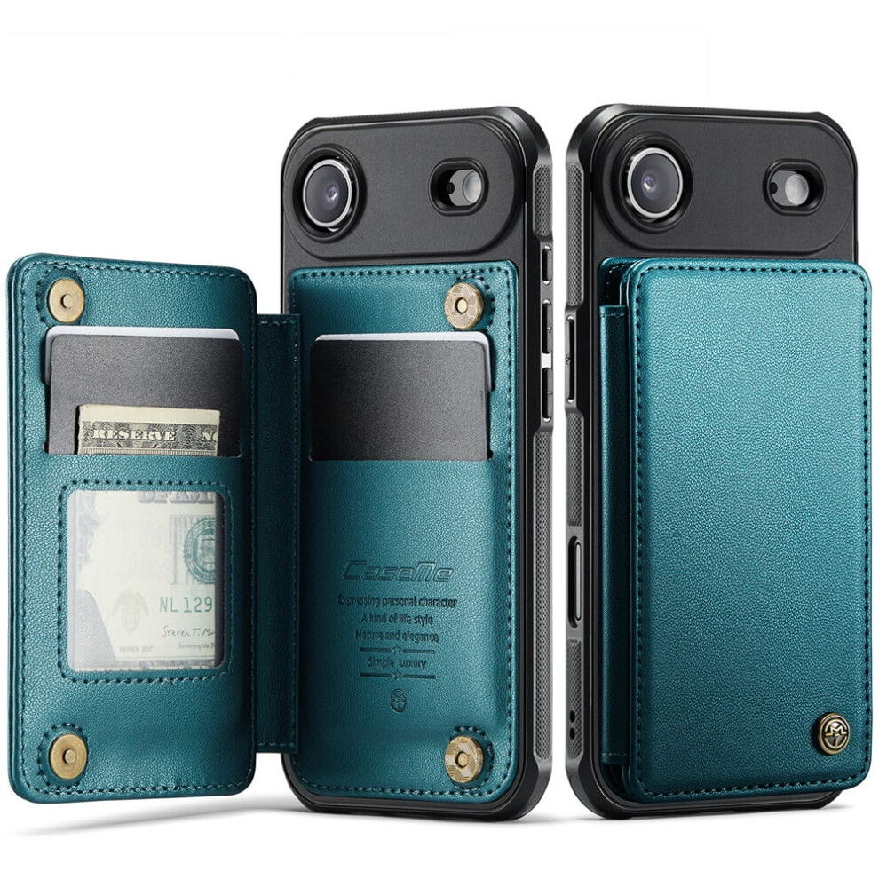 Caseme Leather Wallet Case For Compatible With Iphone Air 6.5-Inch – Rfid Blocking, Magnetic Clasp, Kickstand, Shockproof, Green 9485826643067