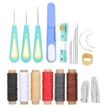 Ergonomic Rubber Handle Leather Stitching Awl Hand Stitcher DIY Sewing Repair Tool Safety Cap Stringing Awl Precision Awl Work for Badminton Tennis