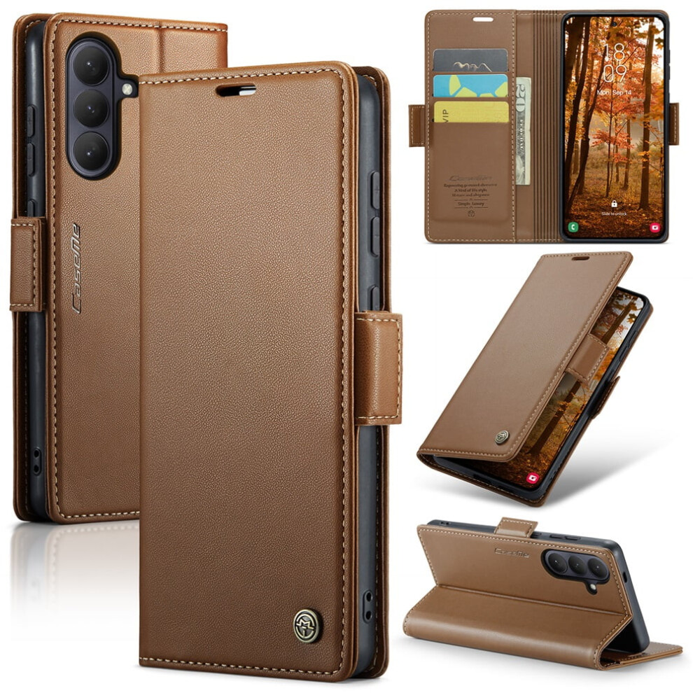 Caseme Leather Wallet Case For Compatible With Samsung Galaxy S26+ 5G & S25 5GâRfid Blocking, Magnetic Clasp, Kickstand, Brown 9558633052145