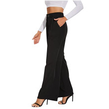 Wide Leg Dress Pants for Women High Waisted Office Work Trousers Business Casual Slacks Button Flowy Palazzo Pant
