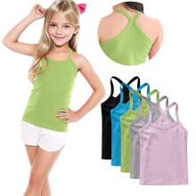 5PC Girls Dance Tank Tops Racerback Camisole Undershirts Summer Spaghetti Strap Sleeveless Crop Tops for Active Workout Tanks Pink 12-13 Years
