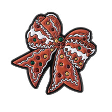 Stylish Enameled Gingersnap Cookie Brooch Lovely Kitten Bowknot Christmas Pin For Backpack Hat Decoration Gift