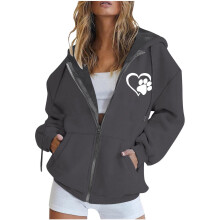 Womens Zip Up Hoodies Oversized Sweatshirts Print Fall School Fashion Outfits Casual Jackets 2025 Winter Clothes