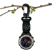 Reloj de bolsillo con brújula para hombre, con mosquetón, ideal para actividades al aire libre como acampada, senderismo, excursionismo y