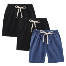 Toddler Boys Girls Shorts 3-Pack Cotton Linen Summer Casual Shorts Kids Solid Sport Short Pants with Drawstring Navy 7-8 Years