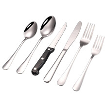 6-Pc Luxury Silverware Set w/ Golden Handle, Mirror-Polished Stainless Steel, Heavy Flatware for Home & Hotel