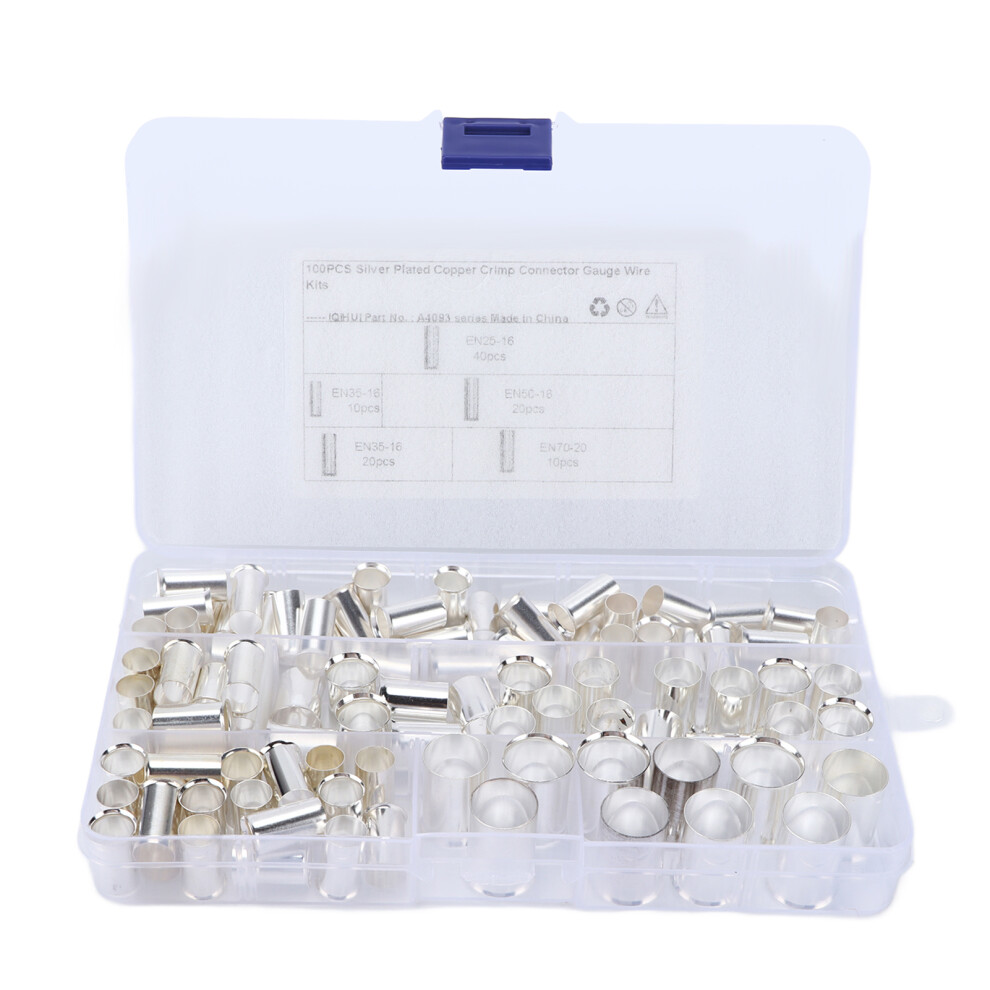 Silver Plated Copper Wire Ferrules Kits Crimp Terminal Connector Insulated Cord Pin End Terminal Corrosion Resistance Oxidation Resistance Strong 9049227856077