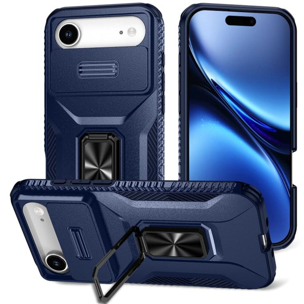 Slim Fit Shockproof Hybrid Case For Iphone Air 6.5" Â Military-Grade, Slide Camera Cover & Rotated Ring Kickstand, Blue 9558633055689