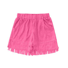 AWZXDE Girls Denim Shorts For Girls And Fringe Vest Bohemian Western Outfit Casual Summer Festival Wear Age 5 14 Red,12-14 Years