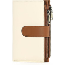 Womens Wallets Rfid Credit Card Holder with 2 Zipper Pockets, 3 ID Windows Ladies Purse Leather