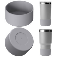 Housse de protection pour bouteille d'eau compatible avec les gourdes YETI Rambler et Tumbler 20 oz/30 oz, en silicone antidérapant (gris, lot de 2)