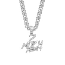 Hip Hop letters Much Money hanger ketting voor mannen en vrouwen met 13 mm Miami Cuban ketting, bezet met diamanten en bling. Hip Hop kettingen, mode