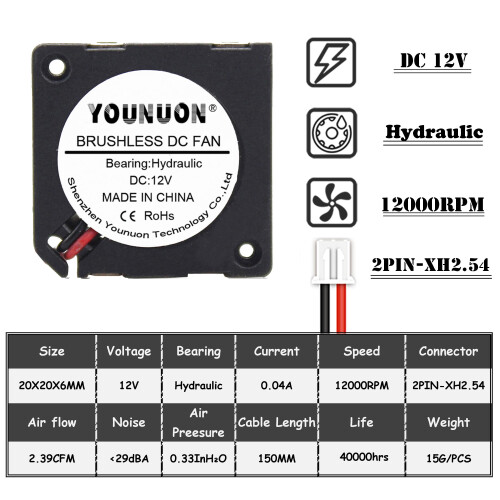 20 mm ventilator DC5V/12V 20206 mm