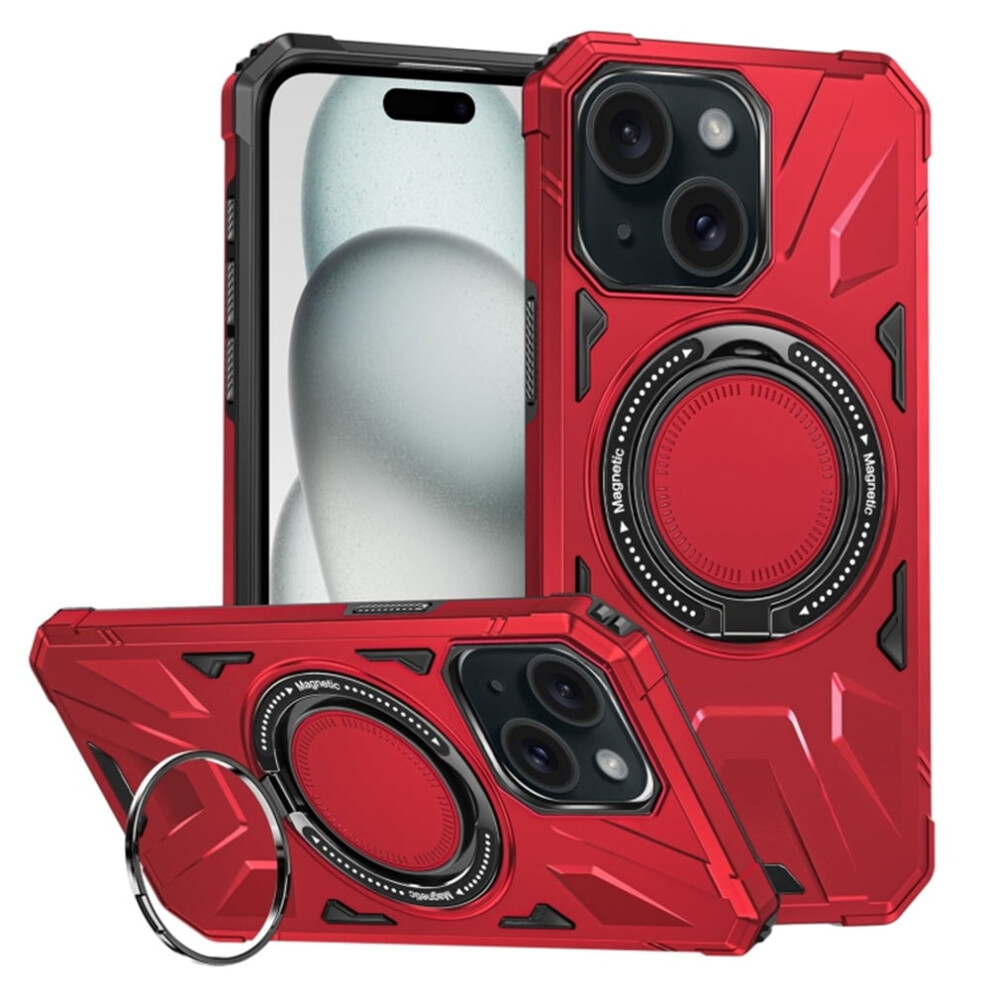 Iphone 15 6.1 Inch Case Magnetic Stand Magsafe Red 9152228947863