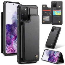 CaseMe Leather Wallet Case for compatible with Samsung Galaxy S20+, RFID Blocking, Magnetic Clasp, Kickstand, Shockproof