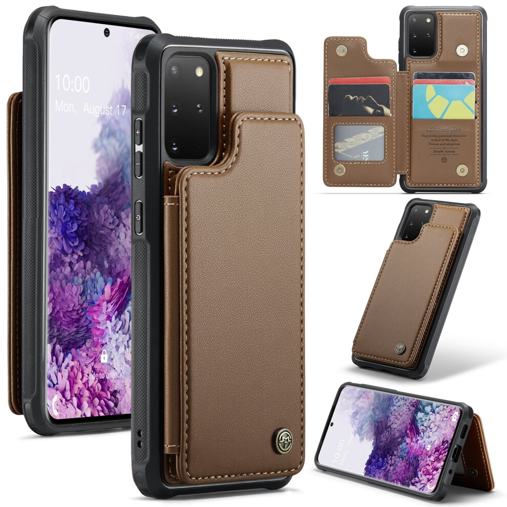 Caseme Leather Wallet Case For Compatible With Samsung Galaxy S20+, Rfid Blocking, Magnetic Clasp, Kickstand, Shockproof 9193271843191