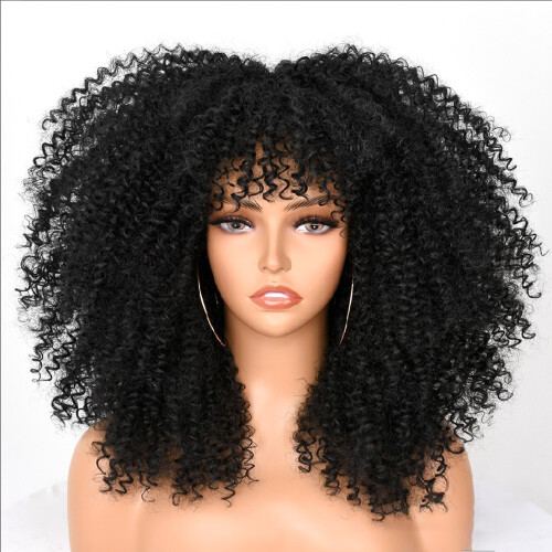 (Black) Perruque Synthétique Ondulée Femme 1