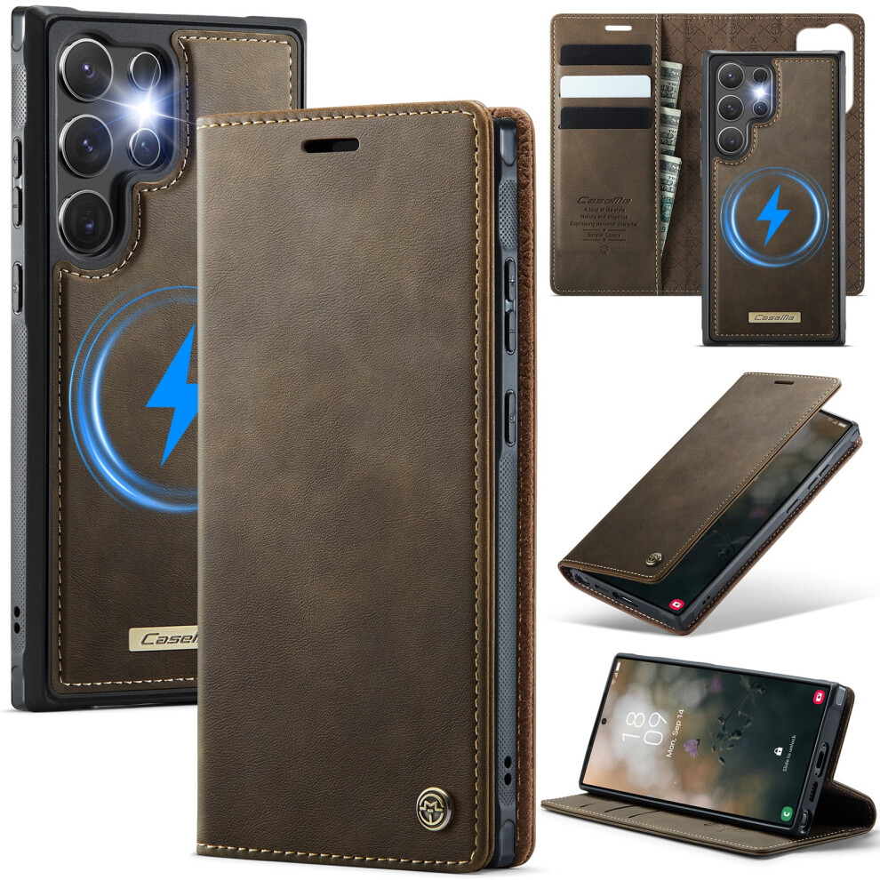 Caseme Wallet Case For Samsung Galaxy S24 Ultra, Magsafe-Compatible, Rfid-Blocking, Flip Stand, Shockproof, Magnetic & Detachable 9193271843825