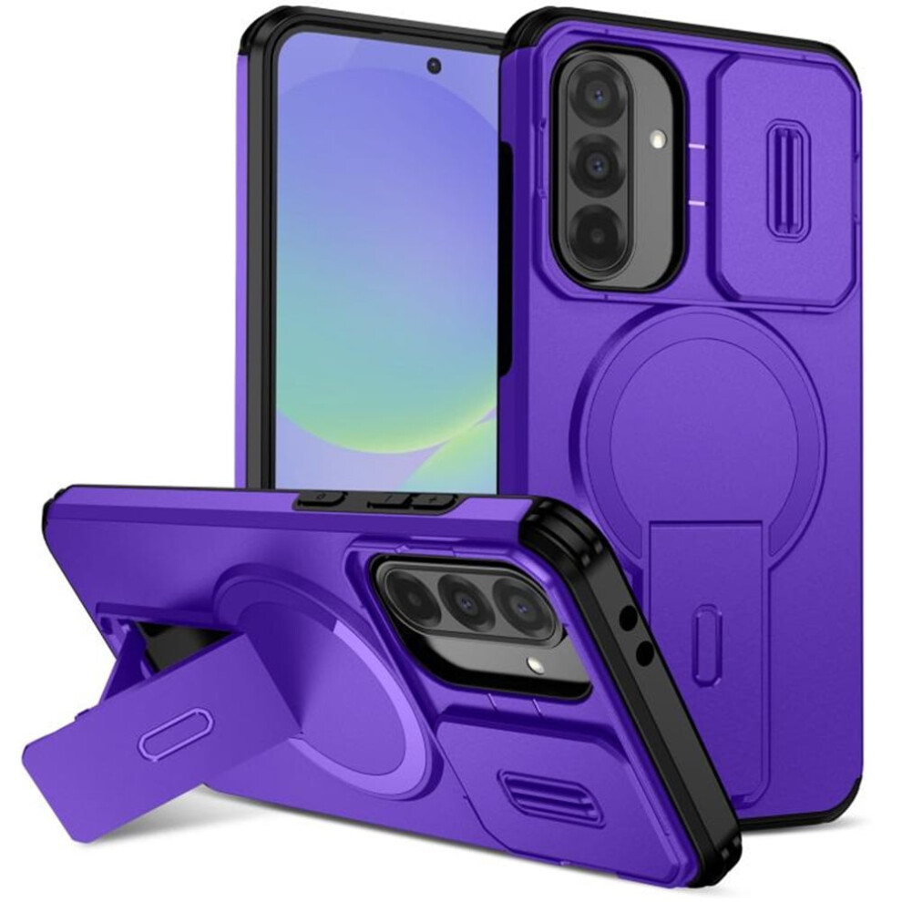Rugged Case For Samsung Galaxy A36 5G / A56 5G 6.7" – Magsafe, Fold Holder, Sliding Camera, Shockproof Purple 9130661940443