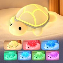 Tartaruga luminosa notturna in silicone con 7 colori, ricaricabile tramite USB e controllo touch.