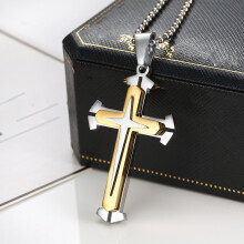 Men's Cross Necklace Retro Polished Alloy Pendant