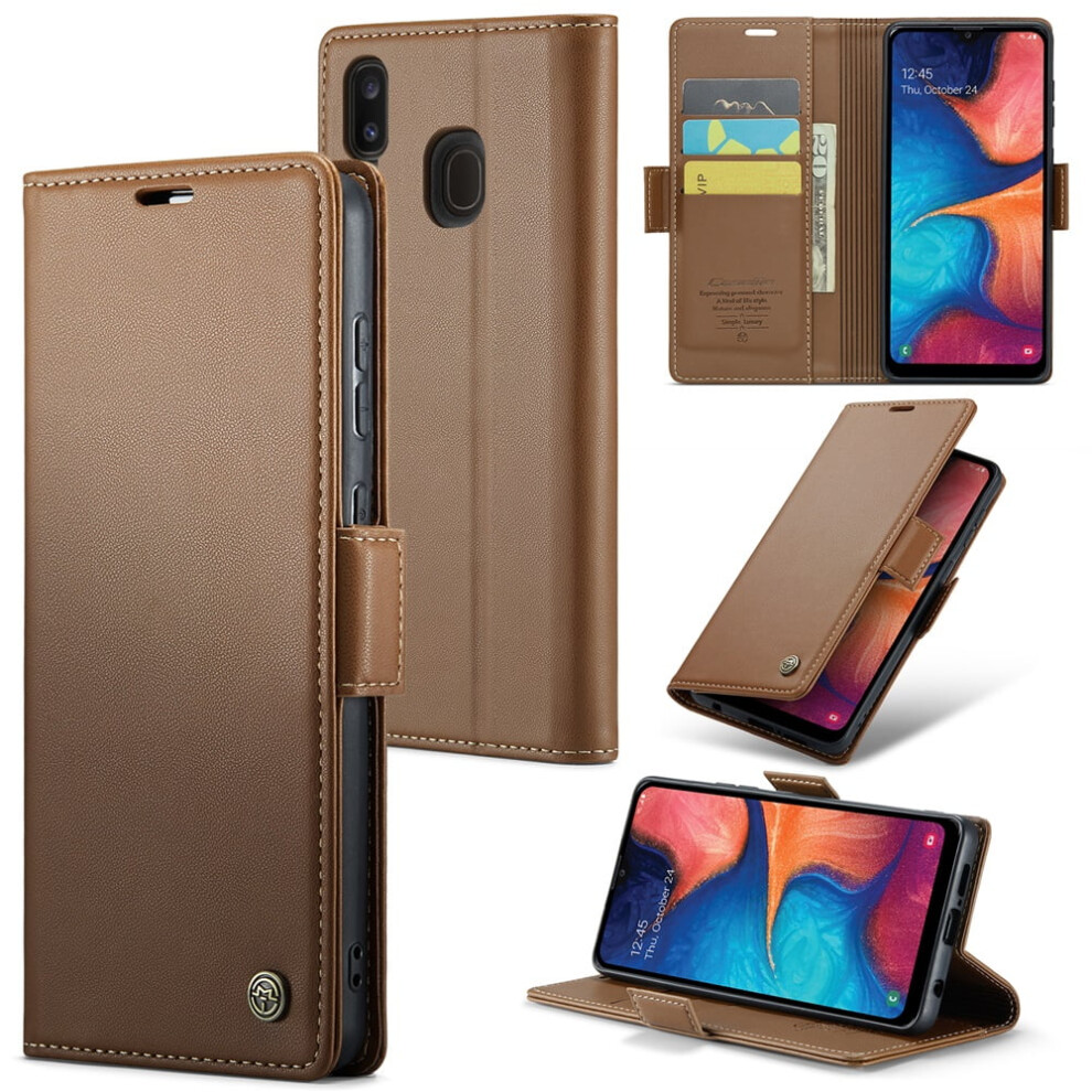 Caseme Leather Wallet Case For Compatible With Samsung Galaxy A20/A30/M10s Â Rfid Blocking, Magnetic Clasp, Kickstand, Brown 9152228540613