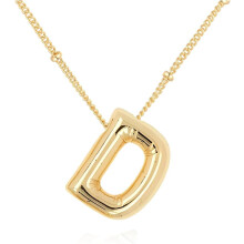 Gold Bubble Letter Necklace for Women – Initial Pendant