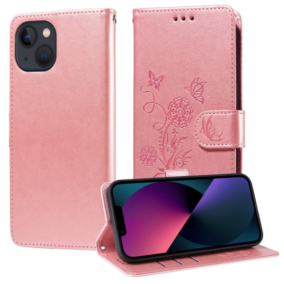 Butterfly Flower Leather Phone Case For Iphone 13 Pink 9130661419277