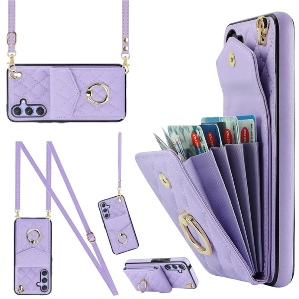Premium Pu Leather Wallet Case For Samsung Galaxy S21 Fe 5G Â Rfid Shielding, Adjustable Ring, Detachable Crossbody & Wrist Strap, Light Purple 9193271844884