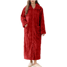 Womens Zip Up Robe Soft Comfy Long Plush Robe Winter Warm Fluffy Zip Up Bathrobe Cozy Fuzzy Housecoat with Pockets